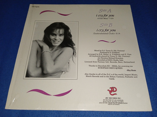 Shy Rose - I Cry For You - Vinilo 12 De Epoca - Imagen 2
